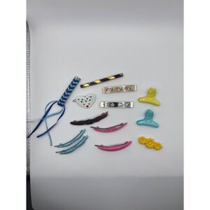 Vintage Lot Of Hair Barrettes + Clips Plastic Horses Metal Floral Plastic 70/80s
